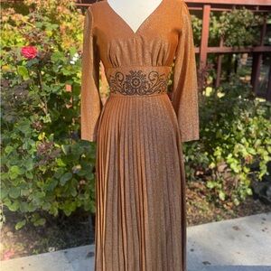 Vintage Bronze Hawaiian Evening Dress